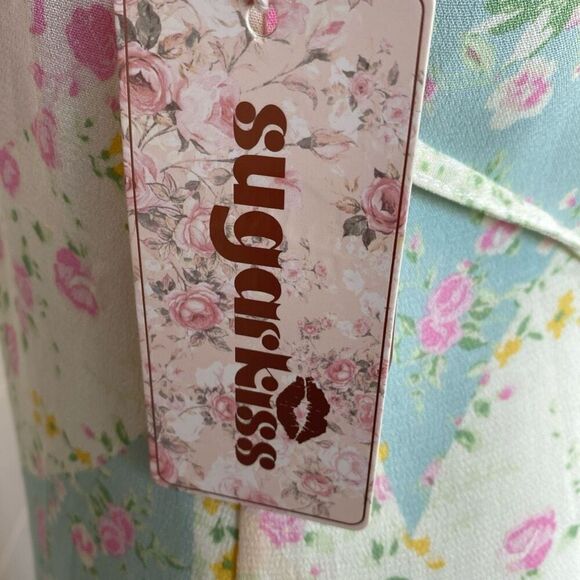 Sugar kiss Floral Printed Asymmetrical MIDI  Dress Size Large - Picture 10 of 13